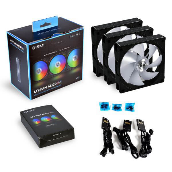 Lian Li UNI Fan AL120 ARGB Black 120mm Cabinet Fan (Triple Pack)